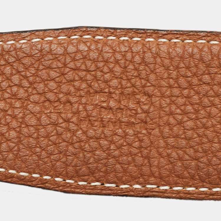 Pre Owned Hermes Gold/Black Togo and Box Leather H  D'Ancre Reversible Belt 95CM