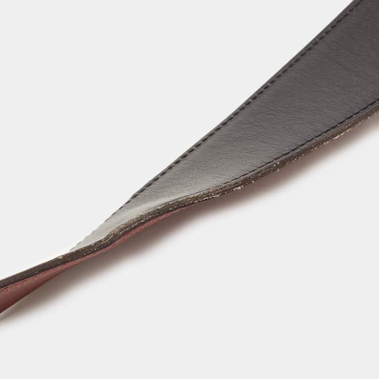 Pre Owned Hermes Black/Rouge Grenat Leather Medor Reversible Belt 95CM