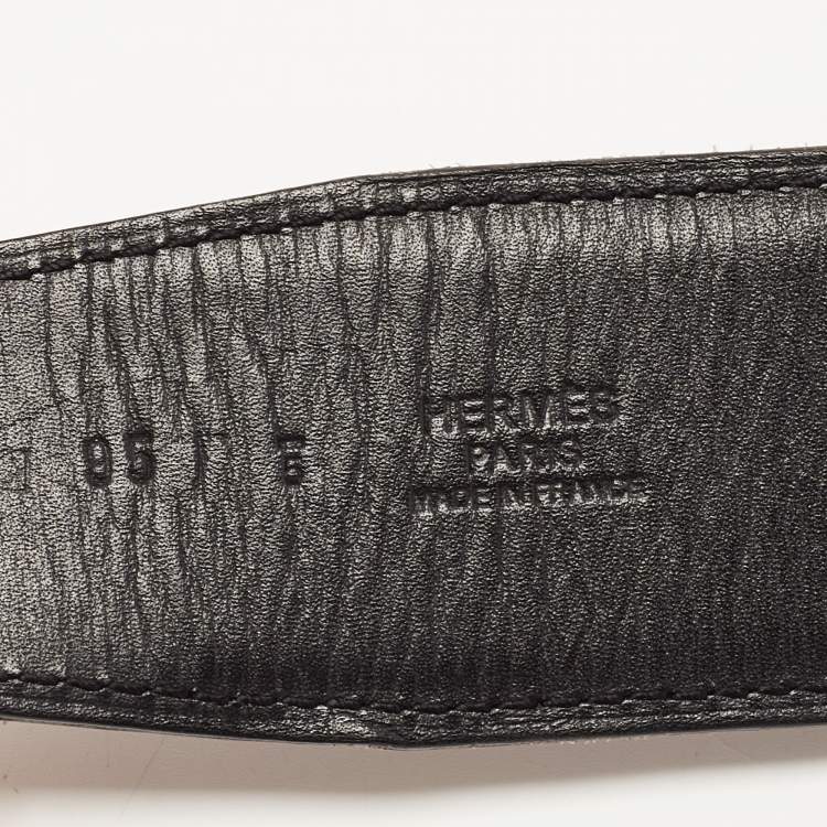 Pre Owned Hermes Black/Rouge Grenat Leather Medor Reversible Belt 95CM