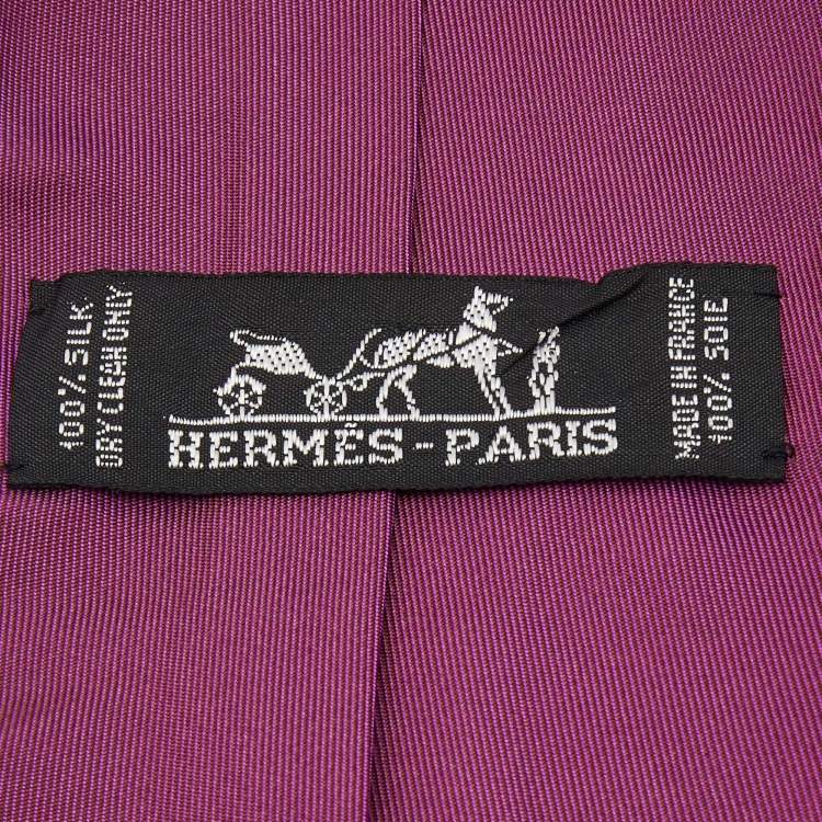 Pre Owned Hermes Purple Silk Traditional Tie