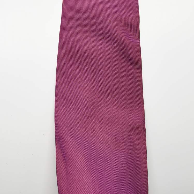 Pre Owned Hermes Purple Silk Traditional Tie