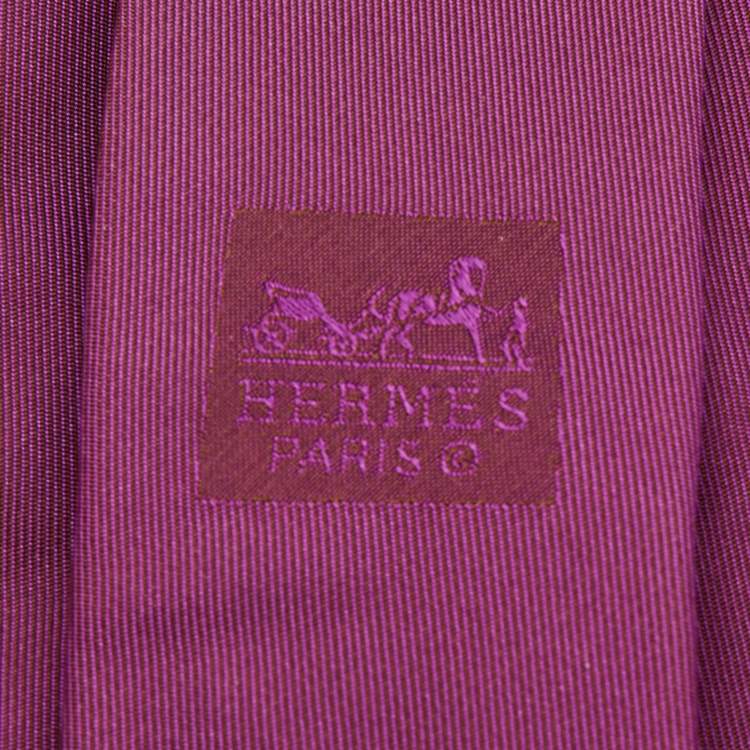 Pre Owned Hermes Purple Silk Traditional Tie