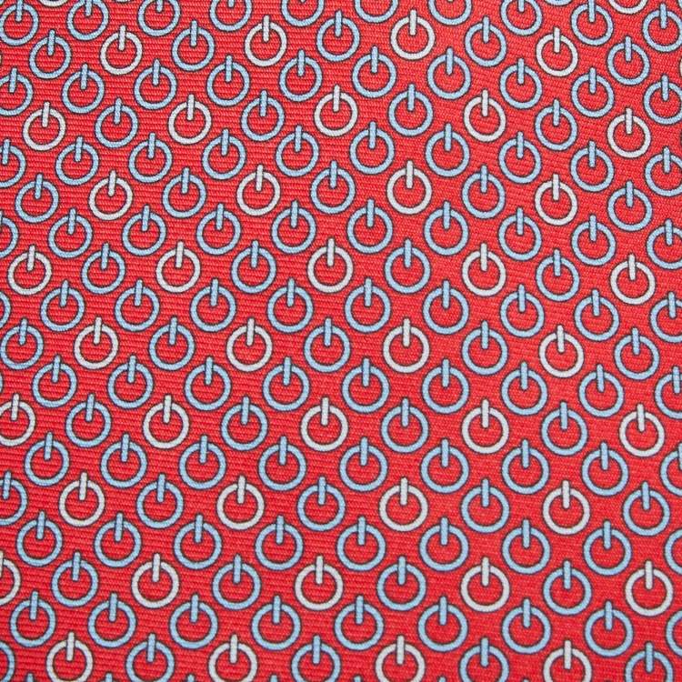 Pre Owned Hermes Red Printed Silk Tie