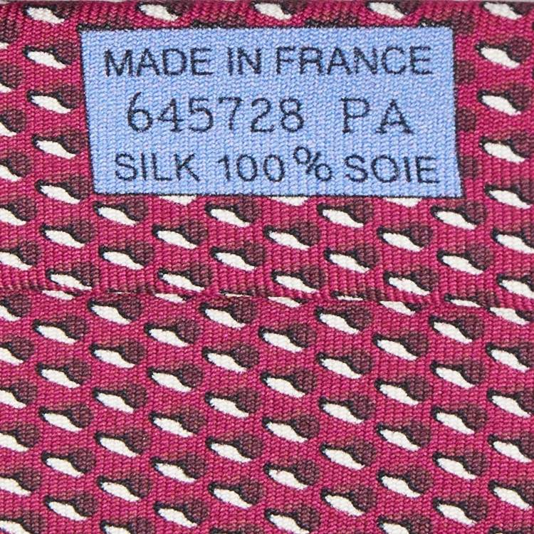 مملوكة مسبقًا Hermes Magenta Purple Printed Silk Tie