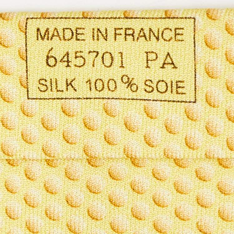 Pre Owned Hermes Yellow Printed Silk Tie