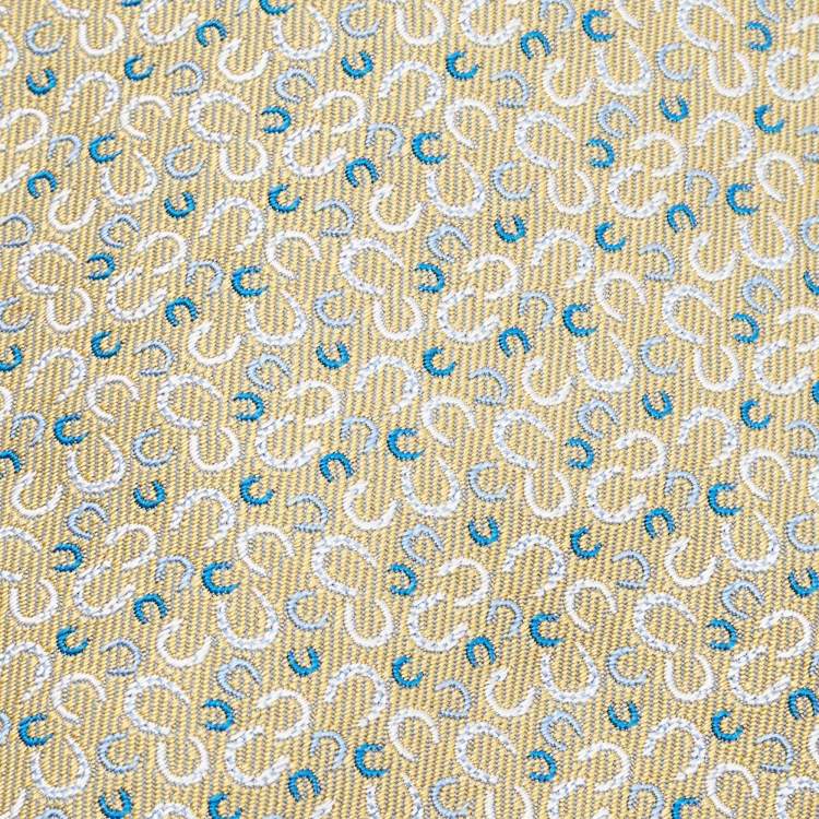 Pre Owned Hermes Light Yellow Patterned Silk Tie