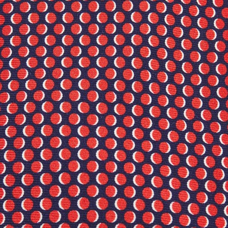 Pre Owned Hermes Red/Navy Blue Dotted Silk Tie