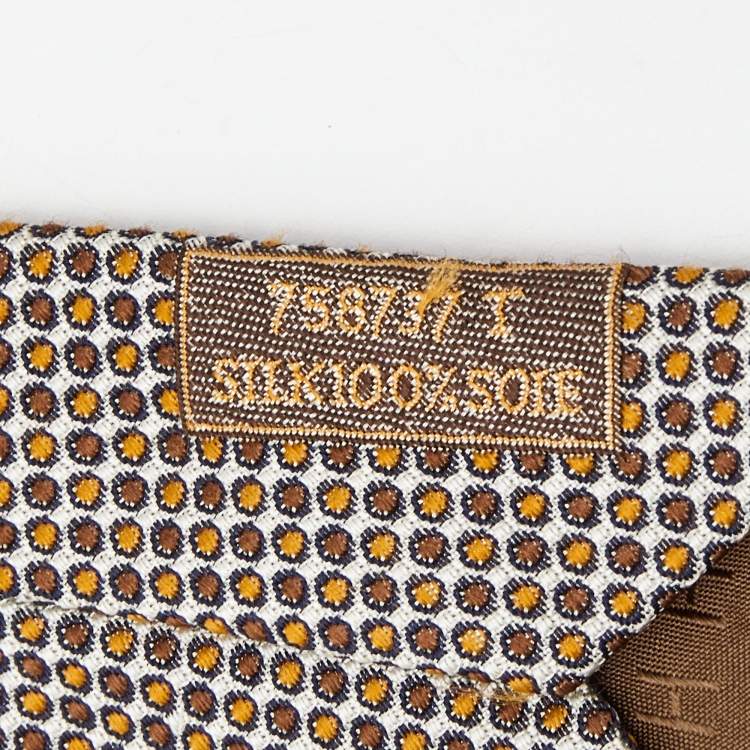 Pre Owned Hermes Brown Dotted Silk Tie