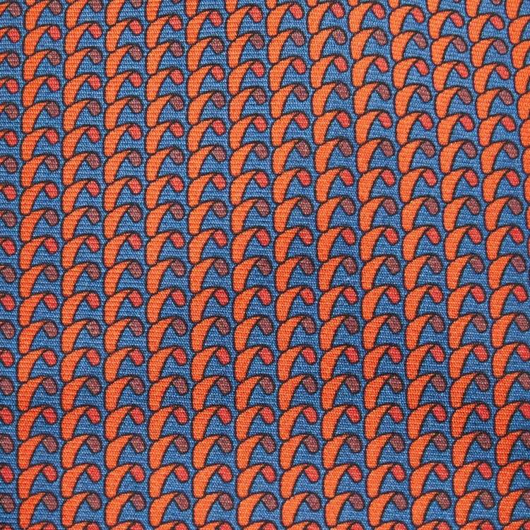 Pre Owned Hermes Red/Blue Surfing Print Silk Tie