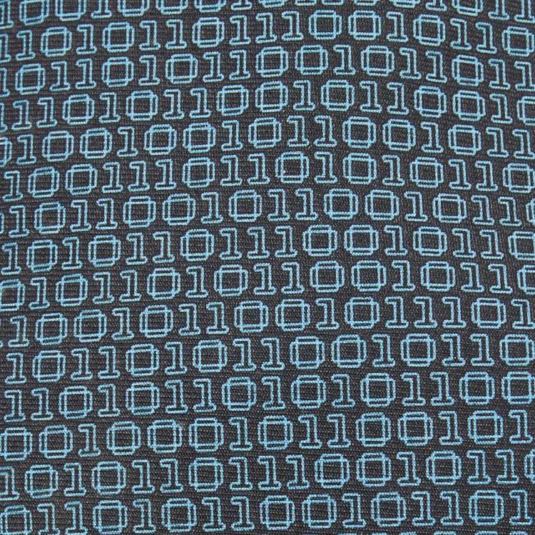 Pre Owned Hermes Blue/Black Numerical Print Silk Tie