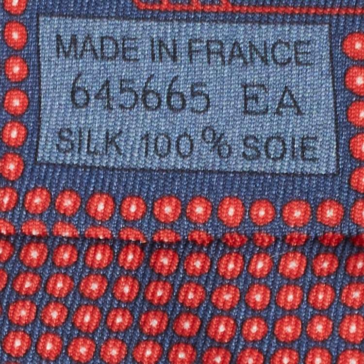مملوكة مسبقًا Hermes Red/Blue Printed Silk Tie