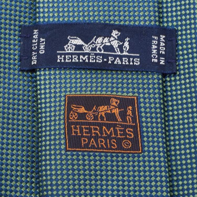 مملوكة مسبقًا Hermes Green/Blue Patterned Silk Tie