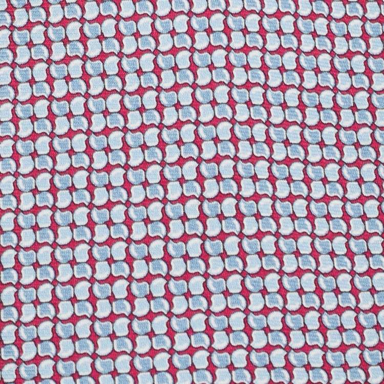 Pre Owned Hermès Dark Pink/Blue Helmet Print Silk Tie
