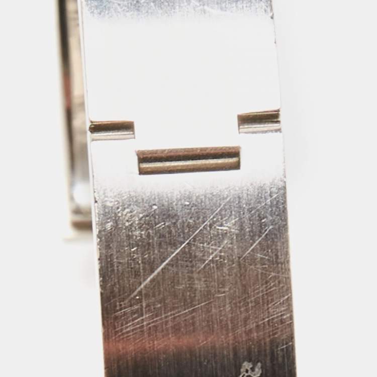 Pre Owned Hermès Clic H White Enamel Palladium Plated Bracelet