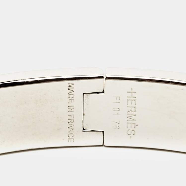 Pre Owned Hermès Clic H Yellow Enamel Palladium Plated Bracelet
