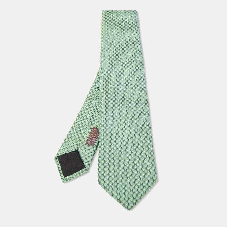 Hermes Olive Green Tie jacquard silk