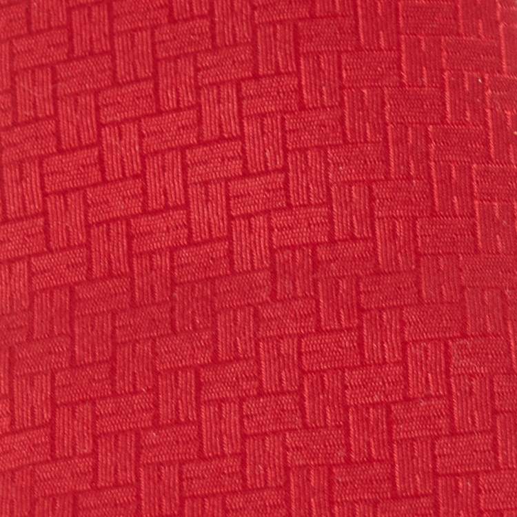 Pre Owned Hermès Red H Silk Jacquard Tie