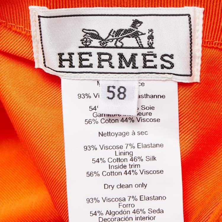 Pre Owned Hermès Orange Viscose Tess Milano Baseball Cap (58)