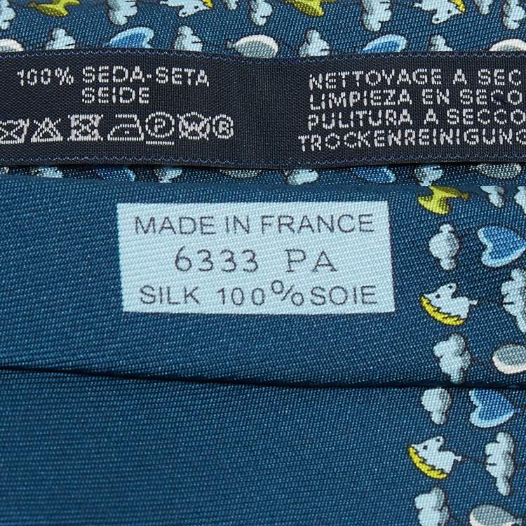 Pre Owned Hermes Blue Balloon Print Silk Skinny Tie