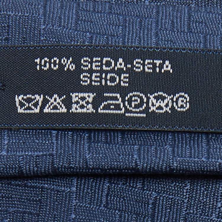 Pre Owned Hermès Navy Blue H Patterned Silk Skinny Tie
