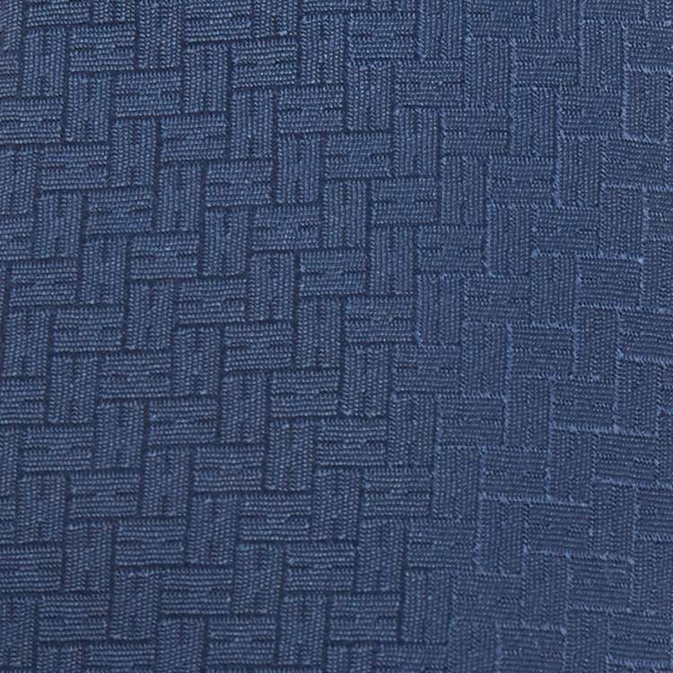 Pre Owned Herm�ès Navy Blue H Patterned Silk Skinny Tie