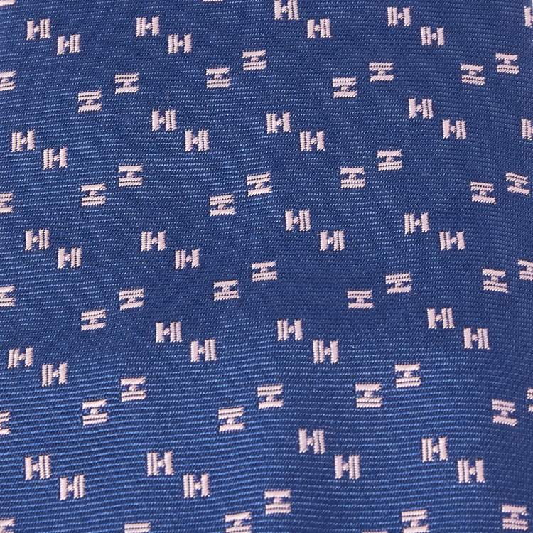 مملوكة مسبقًا Hermès Navy Blue H Patterned Silk Tie