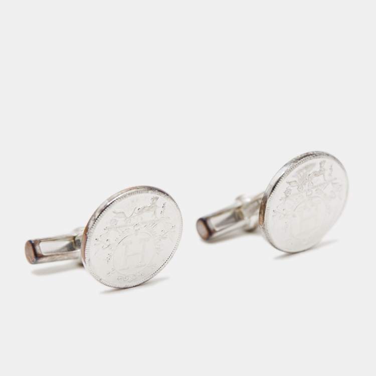 Pre Owned Hermès  Ex-Libris Sterling Silver Cufflinks