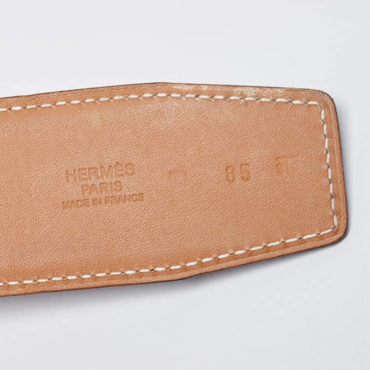 Pre Owned Hermes Black Box Leather Constance Belt 85CM