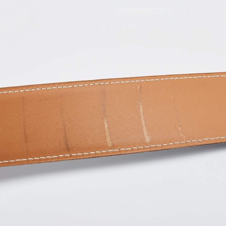 Pre Owned Hermes Black Box Leather Constance Belt 85CM