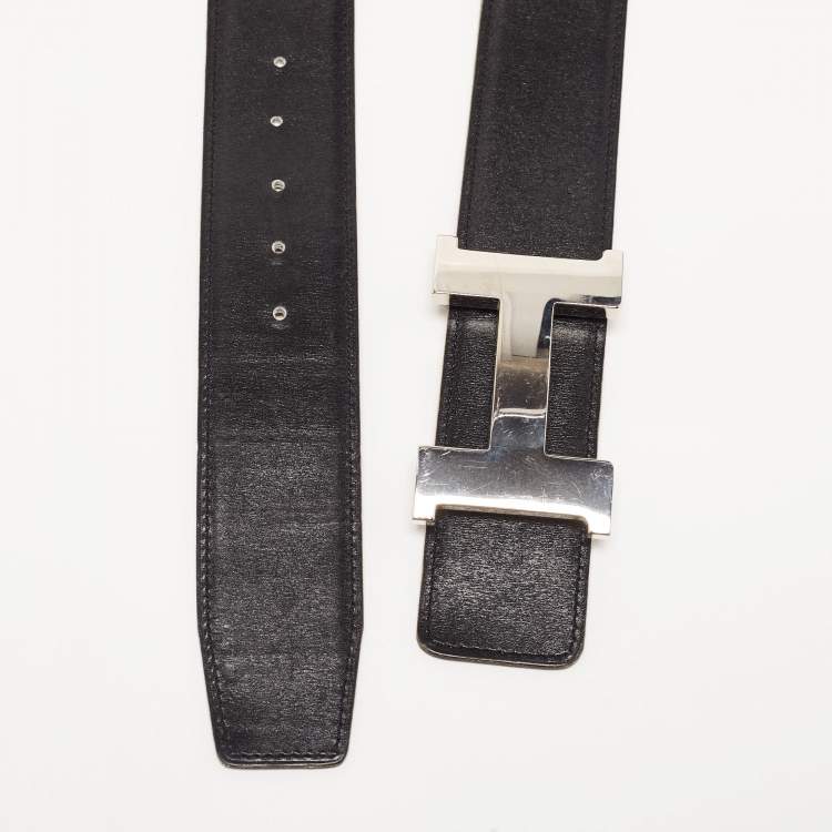 Pre Owned Hermes Black Box Leather Constance Belt 85CM