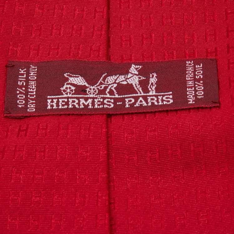 Pre Owned Hermès  Red Faconne H Silk Jacquard Tie
