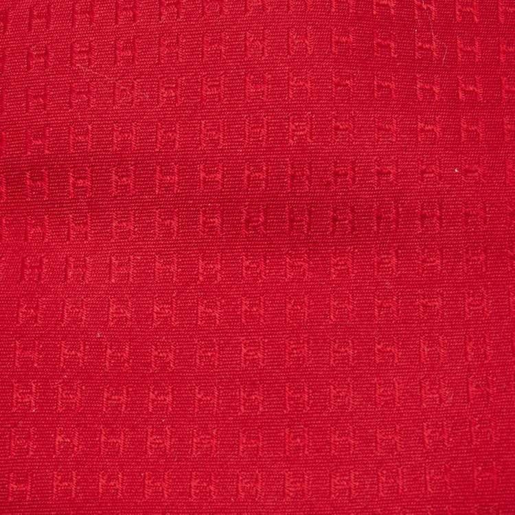 Pre Owned Hermès  Red Faconne H Silk Jacquard Tie