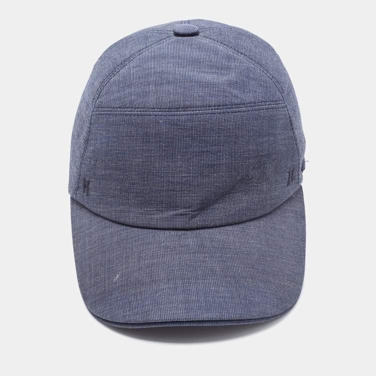 Pre Owned Hermès Navy Blue Cotton & Linen Lined Baseball Cap (57)