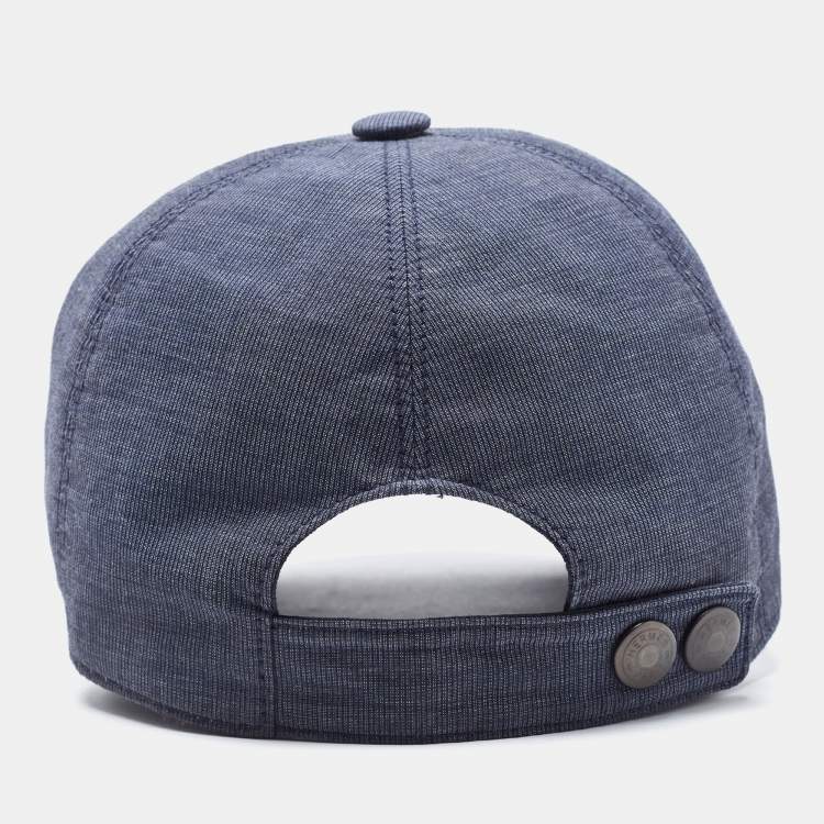 Pre Owned Hermès Navy Blue Cotton & Linen Lined Baseball Cap (57)