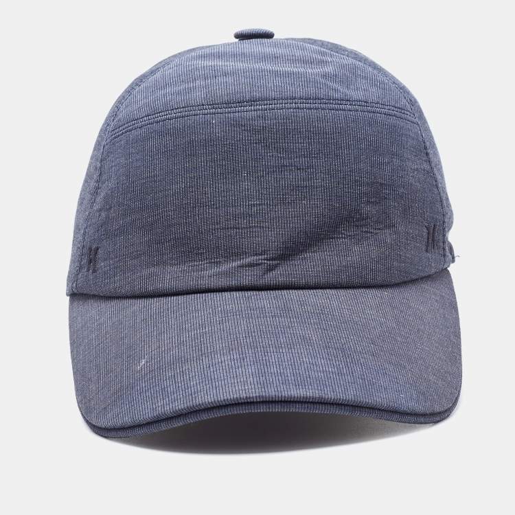 Pre Owned Hermès Navy Blue Cotton & Linen Lined Baseball Cap (57)