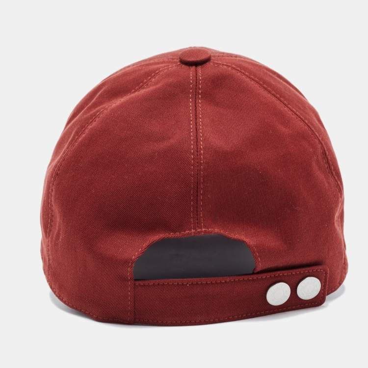 Pre Owned Hermès Brown Logo Embroidered Cotton Baseball Cap Size 59