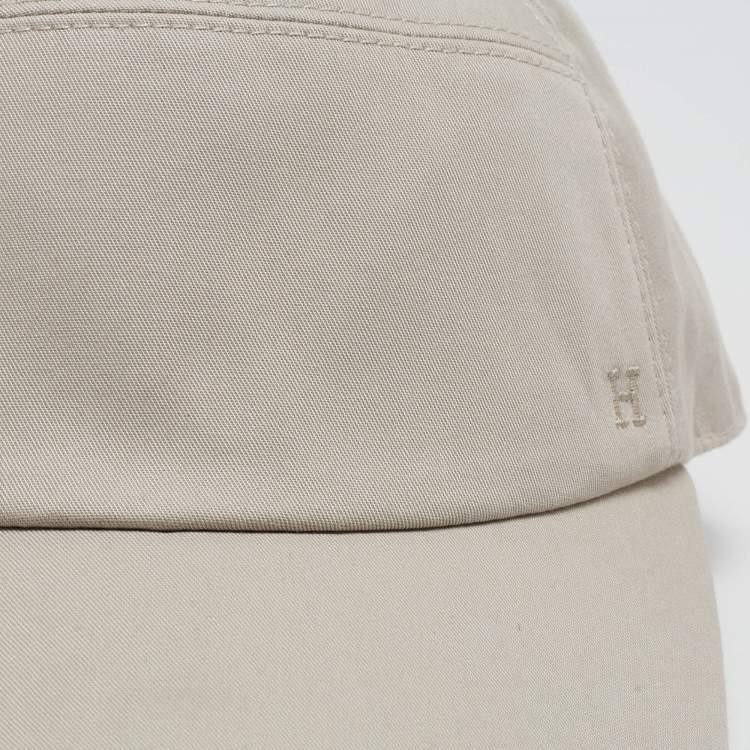 Pre Owned Hermès Light Grey Logo Embroidered Cotton Baseball Cap Size 61