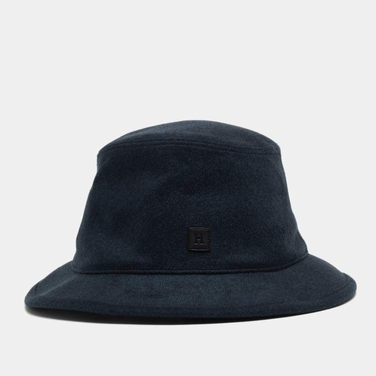 Pre Owned Hermès Navy Blue Cashmere Hat Size 59