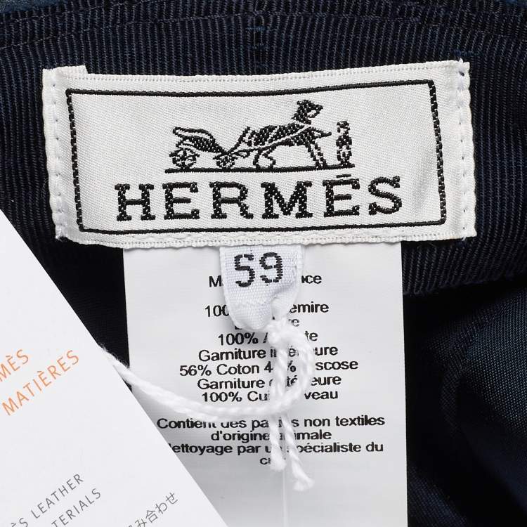 Pre Owned Hermès Navy Blue Cashmere Hat Size 59