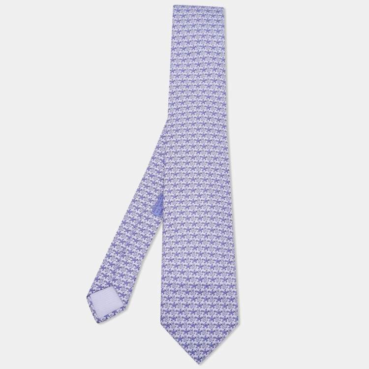 مملوكة مسبقًا Hermes Blue Octopus & Starfish Print Silk Tie 