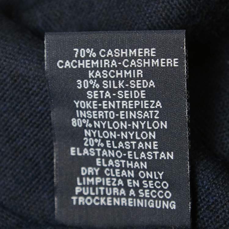 Pre Owned Hermes Navy Blue Cashmere Blend Nylon Pocket Detailed Just In Case Muffler  