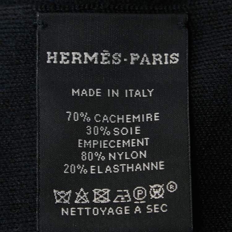 Pre Owned Hermes Navy Blue Cashmere Blend Nylon Pocket Detailed Just In Case Muffler  