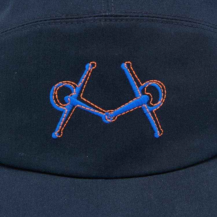 Pre Owned Hermes Midnight Blue Embroidered Cotton Baseball Cap Size 59