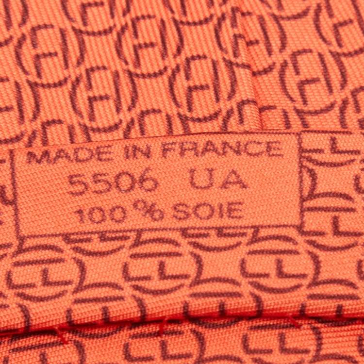 Pre Owned Hermes Red H Print Silk Tie