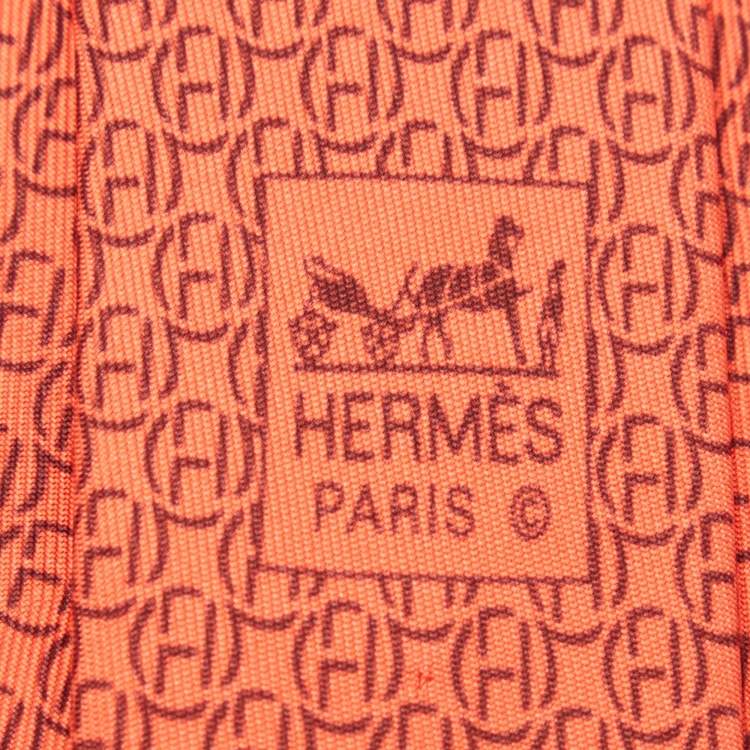 Pre Owned Hermes Red H Print Silk Tie