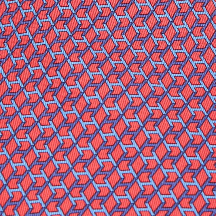 Pre Owned Hermès Red H Box Print Silk Tie
