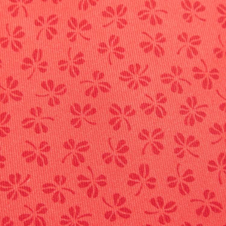 Pre Owned Hermes Red Clover Leaf Print Silk Traditional Tie