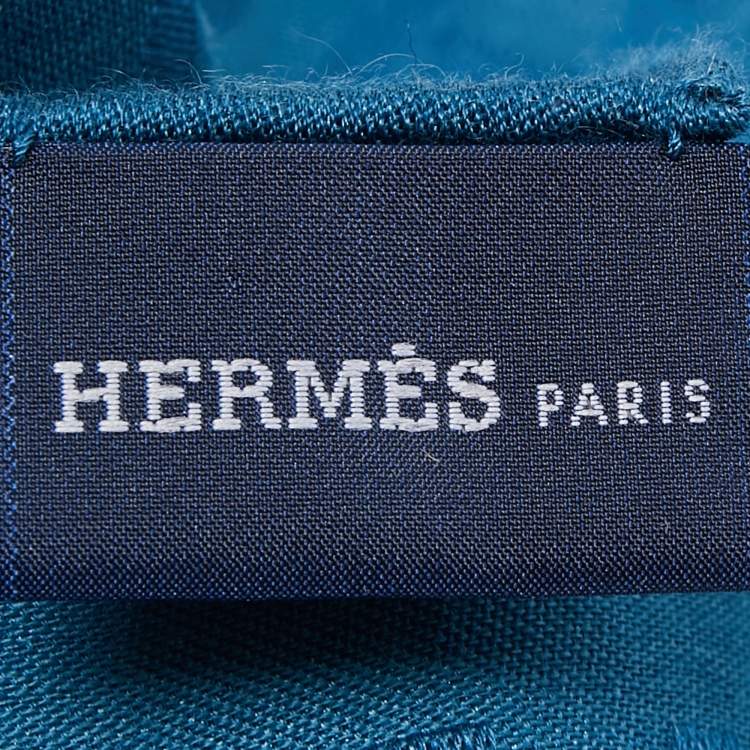 Pre Owned Hermes Ocean Blue Equip'H Cashmere Blend Stole