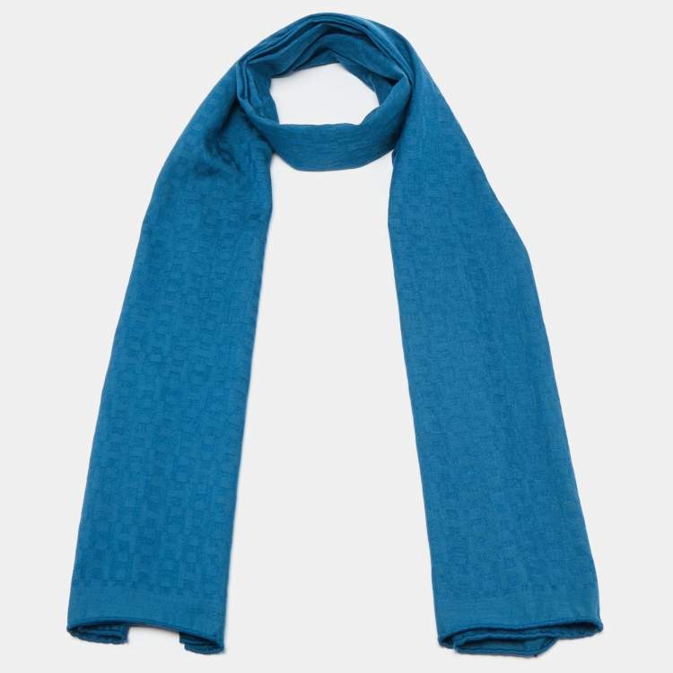 Pre Owned Hermes Ocean Blue Equip'H Cashmere Blend Stole