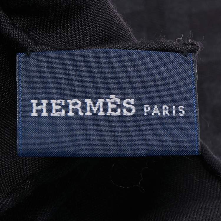 Pre Owned Hermes Black Equip'H Cashmere Blend Stole